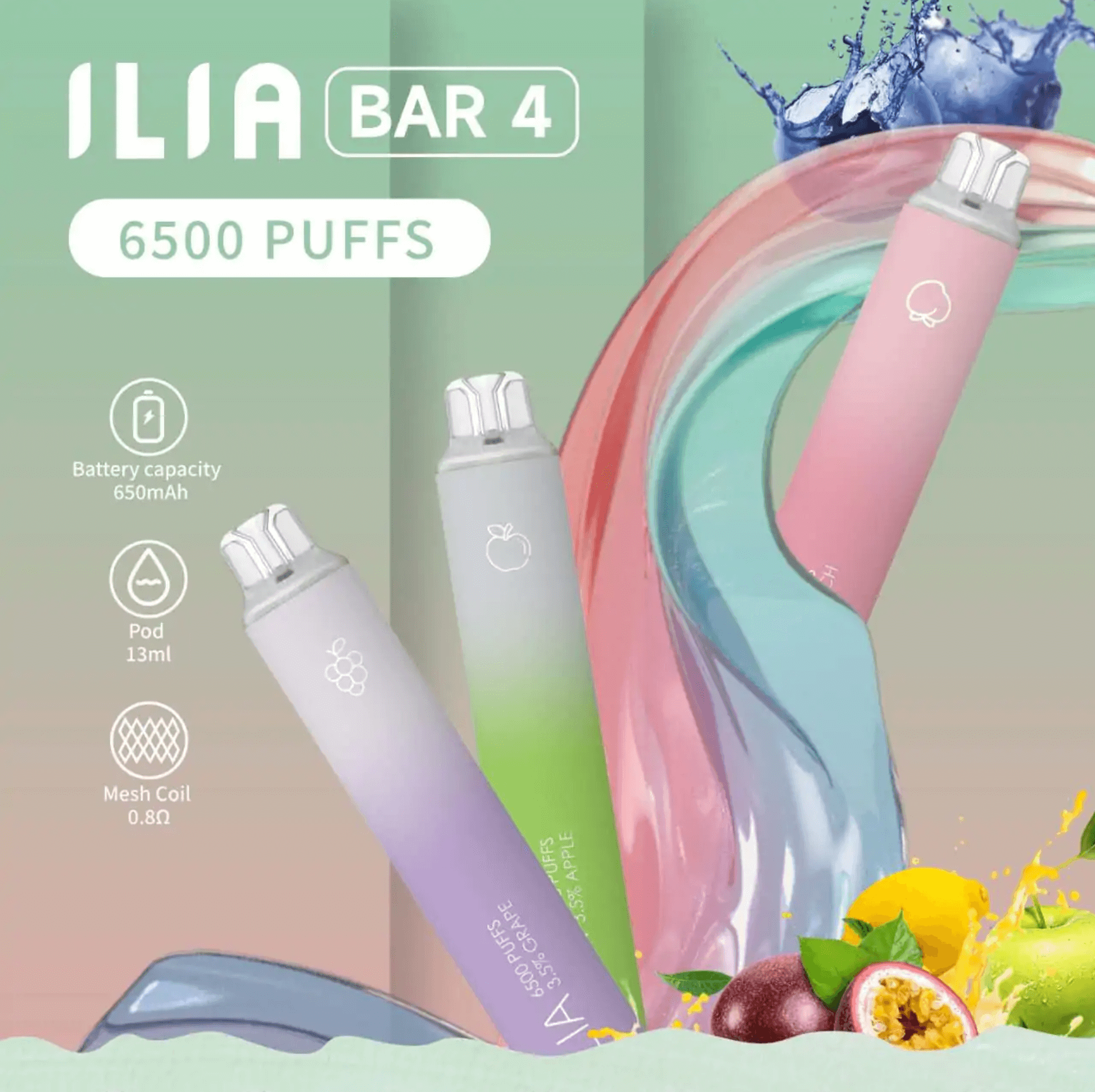 ILIA四代6500口一次性電子煙｜Type-C快充・21種風味隨心選